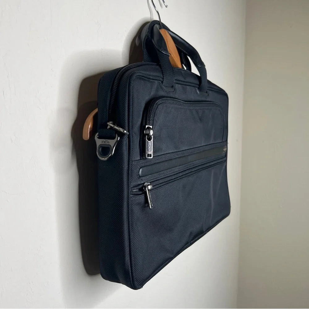 TUMI Essential Brief FXT Ballistic Black Nylon Padded Laptop Briefcase Bag